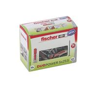Fischer DuoPower 5 x 25 S, Powerful Universal Plug with Safety Screw, Intelligent 2-Component Technology for fastenings in Concrete, Bricks, Stone, Gypsum plasterboard, etc., 50 Plugs & 50 Screws