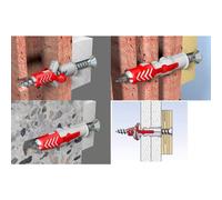 Fischer 536162 DUOPOWER Wallplug with Screws RedGreyMetal