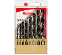 Fischer 536609 Drill Bit D-WS Sizes, 3-10 mm, Practical Set, 8 Wood Drills, Grey