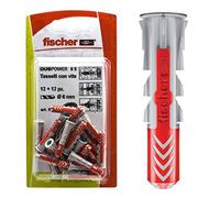 Fischer 537621 Dowel dUOPOWER, Grey/red, 10 x 50 mm, Set of 8 Pieces