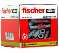 Fischer DuoPower Plastic Plugs 8 x 65mm - Pack of 50