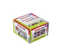 Fischer DuoPower 6 x 50, Powerful Universal Plug with Intelligent 2-Component Technology for fastenings in Concrete, Bricks, Gypsum plasterboard, chipboard, etc, 100 Plugs Without Screws