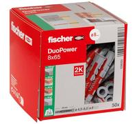 Fischer 538251 Duopower Universal Dowels for Fixing Cabinets in Concrete, Masonry, Building Materials and Much Other, 8 x 65 mm