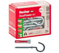 Fischer 541743 Dowels with Occhiolo Open Duopower Grey/Red 6 x 30 mm Set of 25