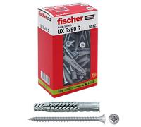 Fischer 542455 Dowels with Screw UX, Grey, 6 x 50 mm, Set of 50