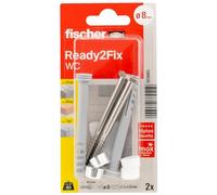 fischer 553883 2 x Toilet Fixing Kit with Dowels, Screws and Cover Caps Mounting, Gray