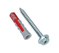 fischer 555110 DUOPOWER Wall Plug & Screw, Red/Grey, 10 x 50 mm, Set of 25 Pieces