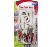 fischer EasyHook Round K (6), Set of 6 Round Hook Screws & DuoPower 6 x 30 Plugs, chipboard Screws with Hooks, Flexible Screw Hooks for mounting in numerous Building Materials