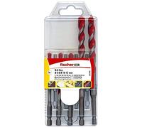fischer 561649 D-U Hex Universal Drill Bit Set, 5 Pieces, 5mm-12mm, for Brick/Wood/Tiles/Plastics/Steel/Concrete, Red/Silver