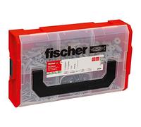 fischer 567905 FIXtainer Hält-Alles-Box, Dübelset mit 240 Teilen, Spreiz, Metall, Universal-& Gipskartondübel, INKL. Setzwerkzeug & Schrauben, praktische Werkzeugkiste NV, Gray