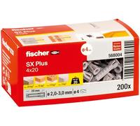 fischer 568004 SX Plus Expansion Wall Plug, 4mm x 20mm, Pack of 200