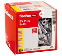fischer 568008 SX Plus Expansion Wall Plug, 8mm x 40mm, Pack of 100