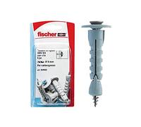 Fischer 6 x SBN Plasterboard Dowels 9/4 K with Screw, Universal for Fixing Lamps, Mirrors, Accessories on Plasterboard Sheets and Wood Panels