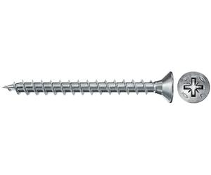 fischer 670040 FPF Power-Fast II 3.0 x 35mm Chipboard Wood Screws, Countersunk Head with Phillips, Fully Threaded, Galvanised Blue Passivated, Box of 100