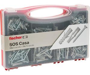 Fischer 71080 SOS Casa Case Kit 180 S and FU Dowels with Assorted Screws for Fixing on Solid, Perforated and Drywall Wall, Set 360 Pieces