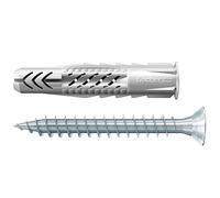 fischer 94758 UX Wall Plugs with Rim and Screws, 6x35mm, Grey, Box of 25