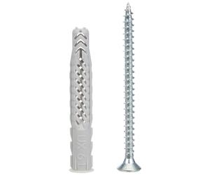 fischer 94759 UX Wall Plugs with Rim and Screws, 6x50mm, Grey, Box of 25