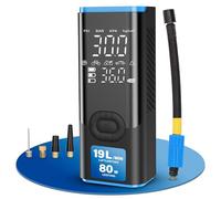 Fischer AP Power Duo Battery Compressor with Power Bank, Quick Inflation, Adjustable Target Pressure with Autostop, Torch with SOS, Pressure and Battery Indicator, 3 to 150 PSI, 12 V Car Connection
