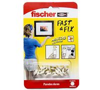 fischer - Basic Picture Hanger Fast & Fix | Fixes Pictures Without Holes | Up to 8 kg Load | Reusable | Ideal for Concrete, Plaster and Brick | Hammer Mounting | 12 Units | White