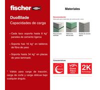 fischer DuoBlade LD, innovative self-drilling plasterboard plug, strong plug for fast and easy installation in gypsum plasterboard and fibre board, w