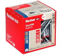 fischer DuoHM 5 x 55 S PZ Cavity Dowels with Metric Panhead Screw and PZ Drive for Attaching TV Brackets, Lights, Wall Shelves, etc. in Panel Building Materials, Pack of 25