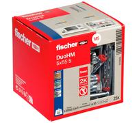 fischer DuoHM 5 x 55 S TX Cavity Dowels with Metric Panhead Screw and TX Drive for Fixing TV Brackets, Lights, Wall Shelves, etc. in Panel Building