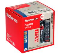 fischer DuoHM 6 x 55 S PZ Cavity Dowels with Metric Panhead Screw and PZ Drive for Attaching TV Brackets, Lights, Wall Shelves