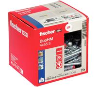 fischer DuoHM 4 x 55 S TX Cavity Dowels with Metric Panhead Screw and TX Drive for Fixing TV Brackets, Lights, Wall Shelves, etc. in Panel Building Materials, Pack of 25