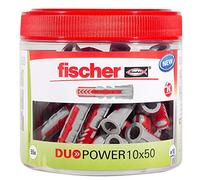 Fischer DuoPower 10 x 50 Handy Round Box with 55 Universal Dowels, Powerful 2-Component Plastic Dowels For Attaching To Concrete, Bricks, Stone, Plasterboard And Much More