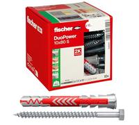 Fischer DuoPower 10 x 80 S, Powerful Universal Plug with Safety Screw, Intelligent 2-Component Technology for fastenings in Concrete, Bricks, Stone, etc., 10 Plugs & 10 Screws