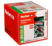 fischer DuoPower 10 x 80 Universal Wall Plugs 25 Pack 2 Component Nylon | Powerful 2-component nylon fixing with intelligent expansion, folding and knotting technology for secure mounting