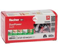 Fischer DuoPower Plastic Plugs 5 x 25mm - Pack of 100