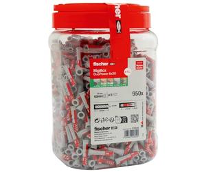 fischer DuoPower 6 x 30 in the BigBox, 950 Universal Dowels, Powerful 2-Component Dowels, Plastic Dowels for Mounting in Concrete, Bricks, Stone, Plasterboard Panels and Much More, Without Screws