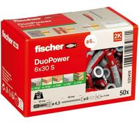 fischer DuoPower 6 x 30 S, Powerful Universal Plug with Safety Screw, Intellige