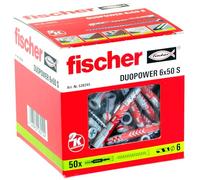(6x50 Box Of 50 - 538245) FISCHER DUOPOWER S Wall Plugs + Screws