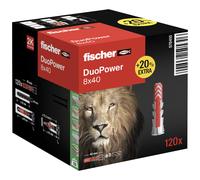 fischer DuoPower 8 x 40 in the Attractive Lion Action Box, Universal Dowels, Powerful 2-Component Dowels for Mounting in Concrete, Bricks, Stone, etc
