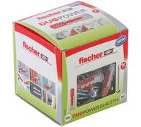 fischer DuoPower 8 x 40 S PH, powerful universal plug with panhead screw, intelligent 2-component technology for fastenings in concrete, bricks