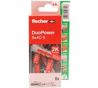 fischer - Duopower 8 x 40 with Screw - 8U, Multi-Material wall Plugs, Suitable for Hanging Bicycles, Pictures, cabinets, TV Stands, Shelves, Furniture.