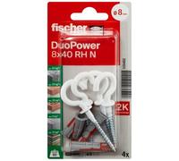 Fischer Duopower 8 X 40mm RH with Round Hook, Nylon Coated, Combination of Two Material Components for More Performance.