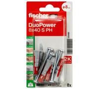 Fischer Duopower Multicolour Multi-Purpose Screw & Wall Plug (Dia)8mm (L)40mm, Pack Of 8