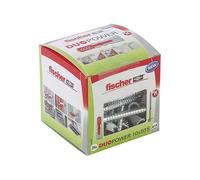 fischer DuoPower 10 x 50 S, powerful universal plug with safety screw, intelligent 2-component technology for fastenings in concrete, bricks, gypsum plasterboard, chipboard, etc., 25 plugs & 25 screws