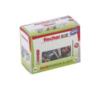 fischer DuoPower 6 x 30 S, powerful universal plug with safety screw, intelligent 2-component technology for fastenings in concrete, bricks, stone, gypsum plasterboard, etc., 50 plugs & 50 screws