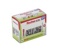 fischer DuoPower 6 x 30 S PH, powerful universal plug with panhead screw, intelligent 2-component technology for fastenings in concrete, bricks, stone, gypsum plasterboard, etc., 50 plugs & 50 screws