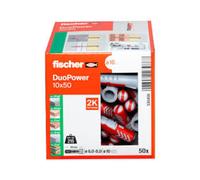 Fischer DuoPower 10 X 50, Powerful Universal Plug with Intelligent 2-Component Technology Fastenings in Concrete, Bricks, Gypsum Plasterboard, Chipboard, Etc., 50 Plugs Without Screws