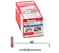 Fischer DUOTEC 12 Plasterboard Dowels with M6 Metric Screw, Anchor Fixing for High Loads on Panels and Plates, 12 mm Hole with Screw 544597, Grey