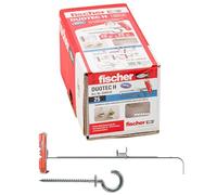 Fischer Duotec Plasterboard Dowels 10 H with Open Eye, Grey, 10 mm with Hook