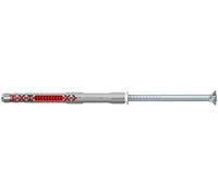 fischer DuoXpand 10 x 140 T, high-quality wall plug with zinc-plated steel countersunk head screw, strong hold, ideal for porous building materials, enables indoor anchoring close to the edge, 50 pcs.