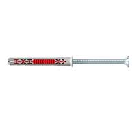 fischer DuoXpand 8 x 80 T, wall plug with zinc-plated steel countersunk head screw, strong hold, ideal for porous building materials