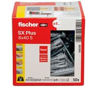 fischer Expansion dowels SX Plus 8 x 40 S Box of 50 Nylon dowels and M