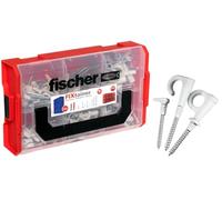 Fischer FixTainer DuoPower + EasyHook + Screw TX, Set of Various Hooks, DuoPower Dowels, Cover Caps and Screws, Flexible Screw Hooks for Mounting in Numerous Building Materials, 228 Pieces